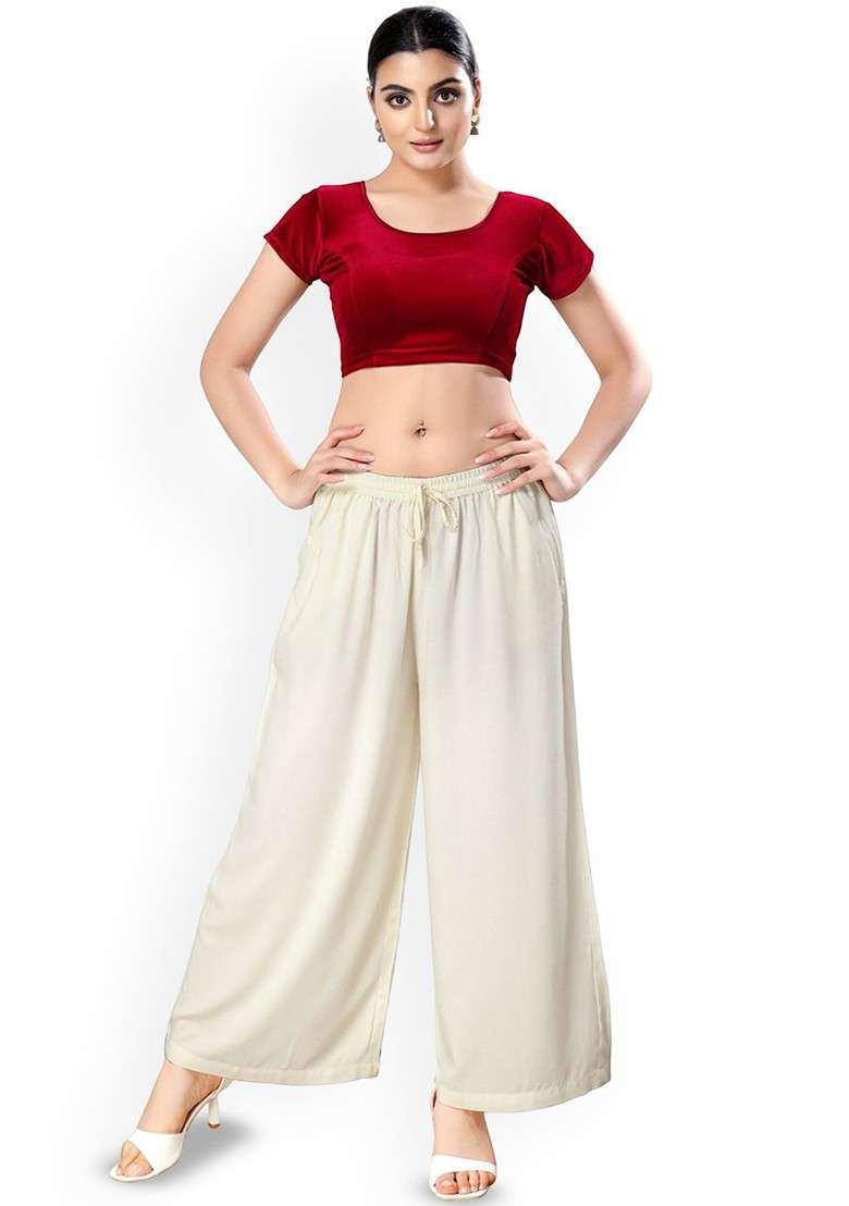 Velvet Round Neck Stretchable Saree Blouse - Indya