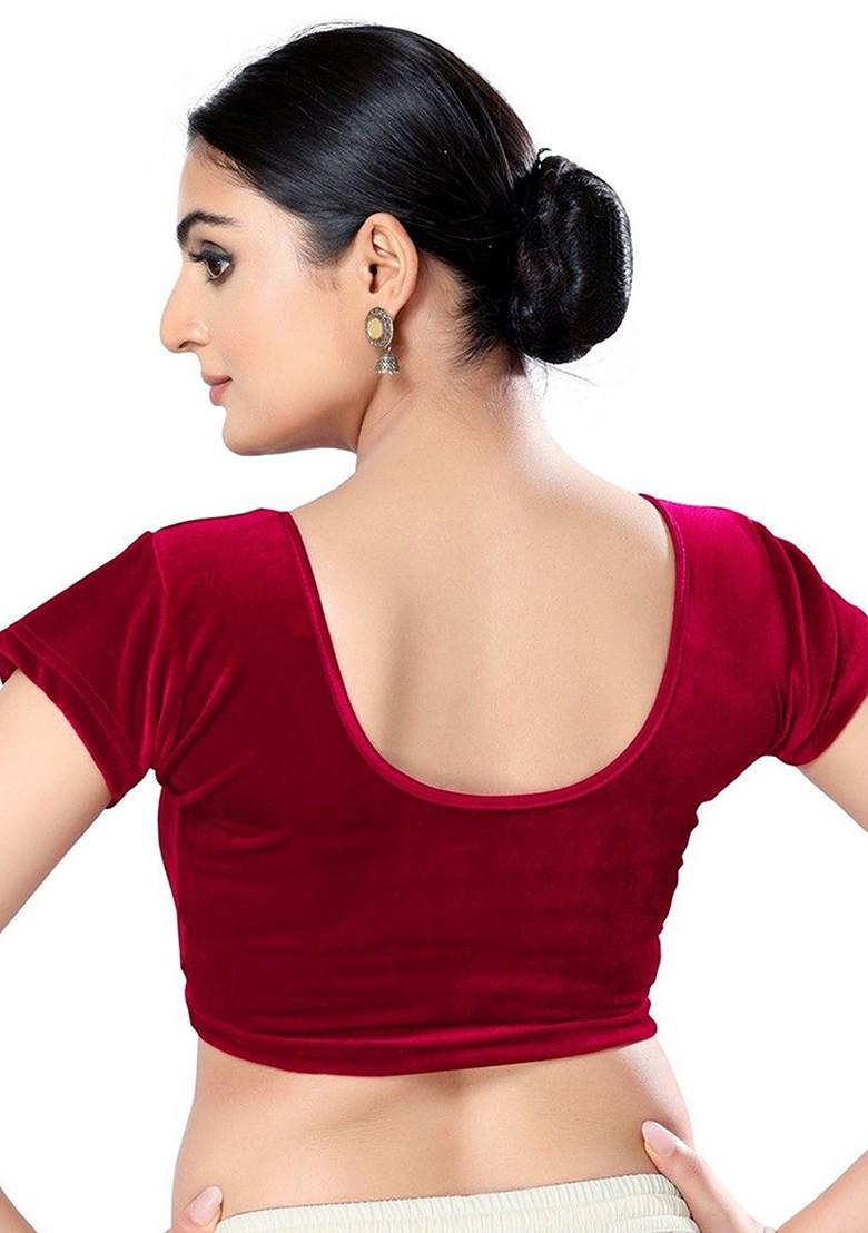 Velvet Round Neck Stretchable Saree Blouse