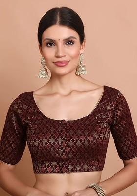 Women Woven Design Saree Blouse