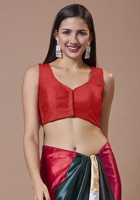 Silk Sweetheart Neck Comfort Fit Sleeveless Padded Saree Blouse