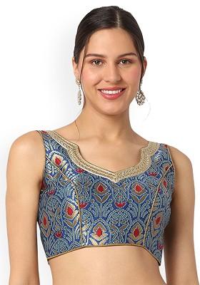 Woven Design Brocade Back Open Readymade Saree Blouse