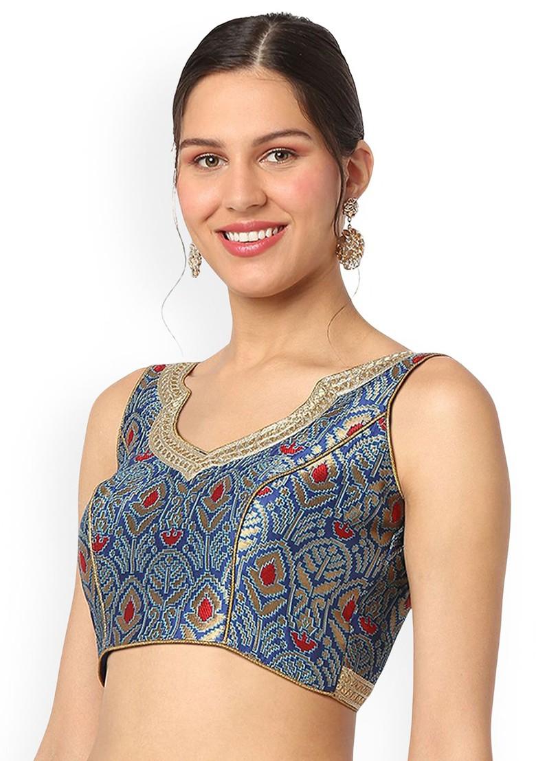 Woven Design Brocade Back Open Readymade Saree Blouse