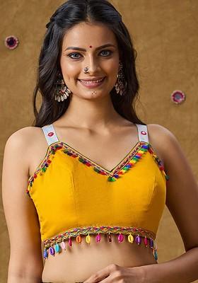 Embroidered Padded Cotton Saree Blouse