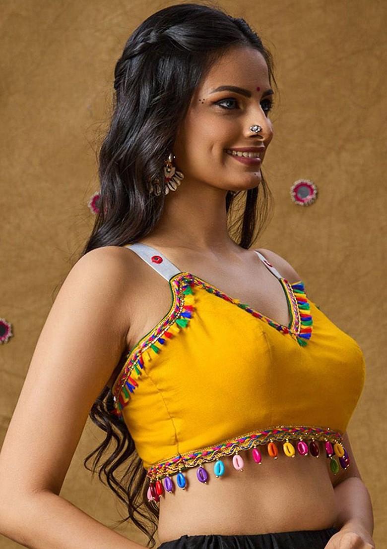 Embroidered Padded Cotton Saree Blouse