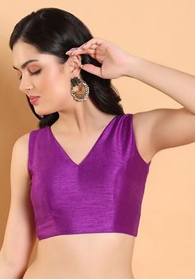 Sleeveless Readymade Dupion Silk Saree Blouse