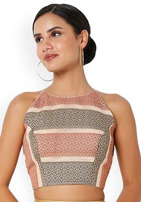 Self Design Silk Readymade Saree Blouse