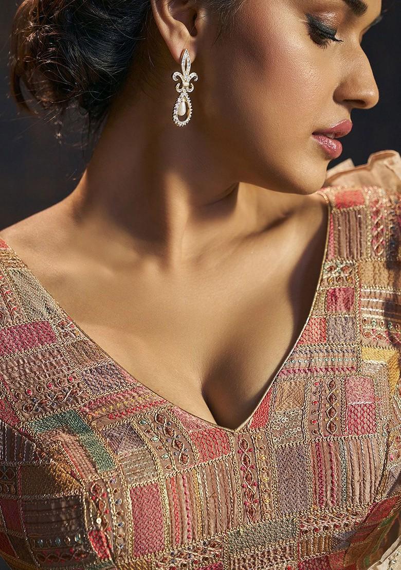 Women Embroidered Padded Readymade Saree Blouse