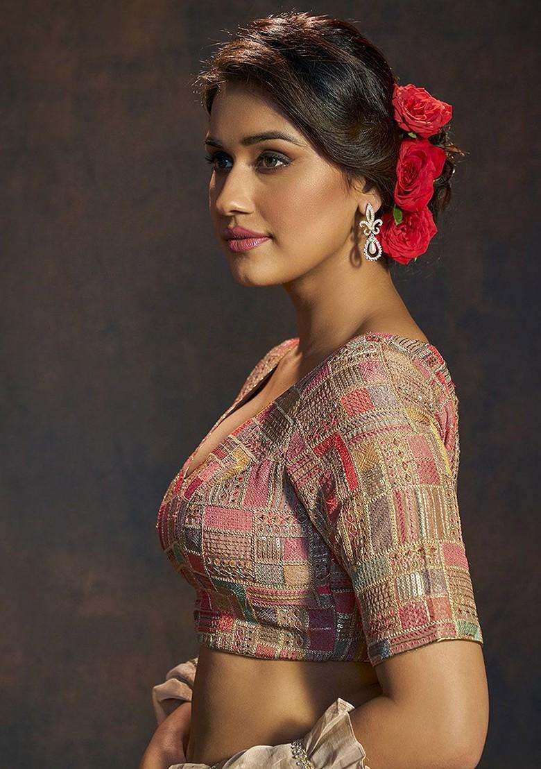 Women Embroidered Padded Readymade Saree Blouse