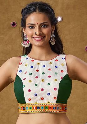 Embroidered Padded Cotton Saree Blouse