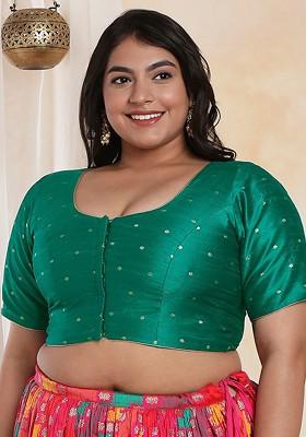 Woven Design Brocade Readymade Saree Blouse With Tie Ups