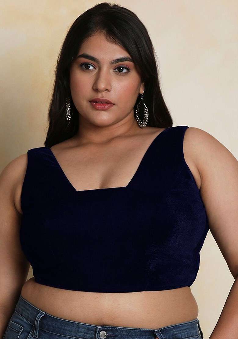 Plus Size Velvet Saree Blouse - Indya