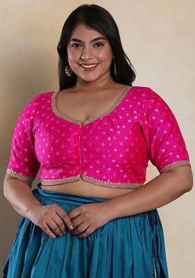 Embellished Brocade Readymade Saree Blouse