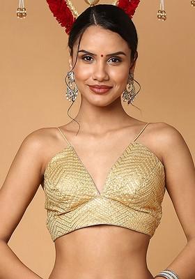 Golden Embroidered Saree Blouse