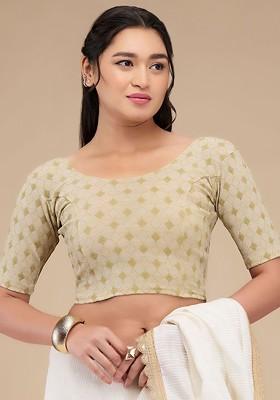 Self Design Readymade Non Padded Saree Blouse