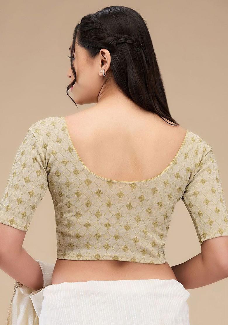 Self Design Readymade Non Padded Saree Blouse