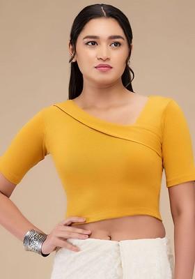 Asymmetric Neck Non Padded Readymade Saree Blouse