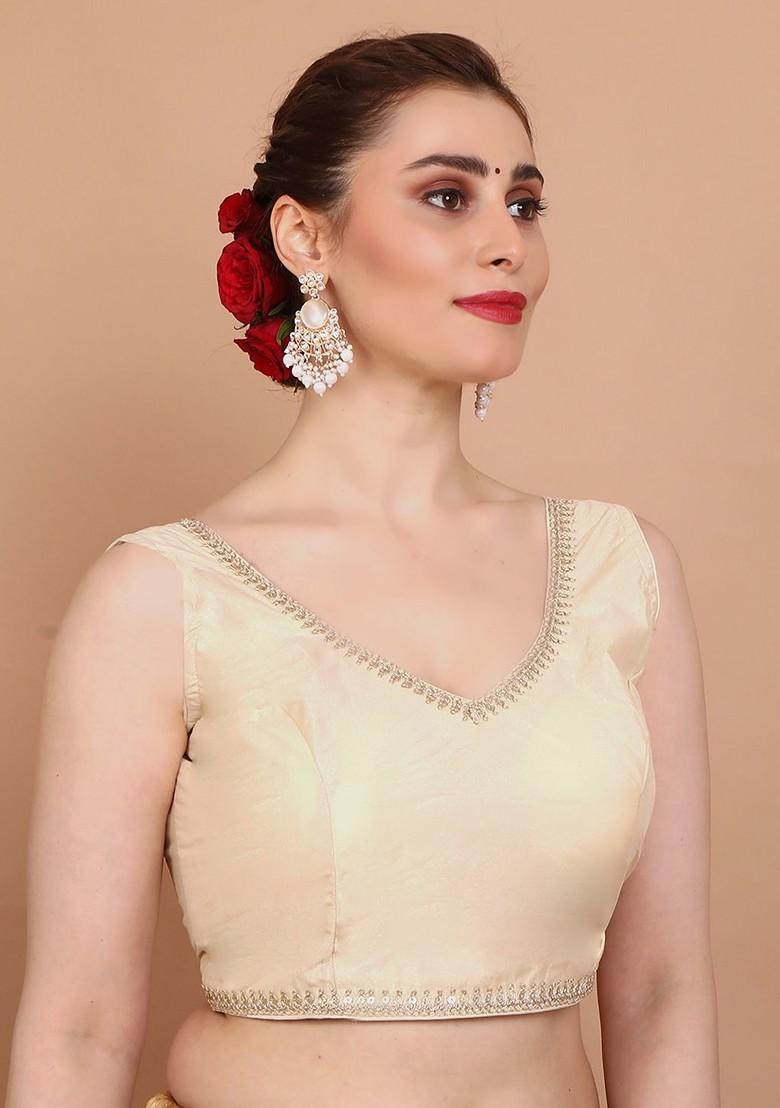 Embroidered V Neck Saree Blouse