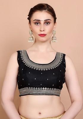 Round Neck Embroidered Saree Blouse