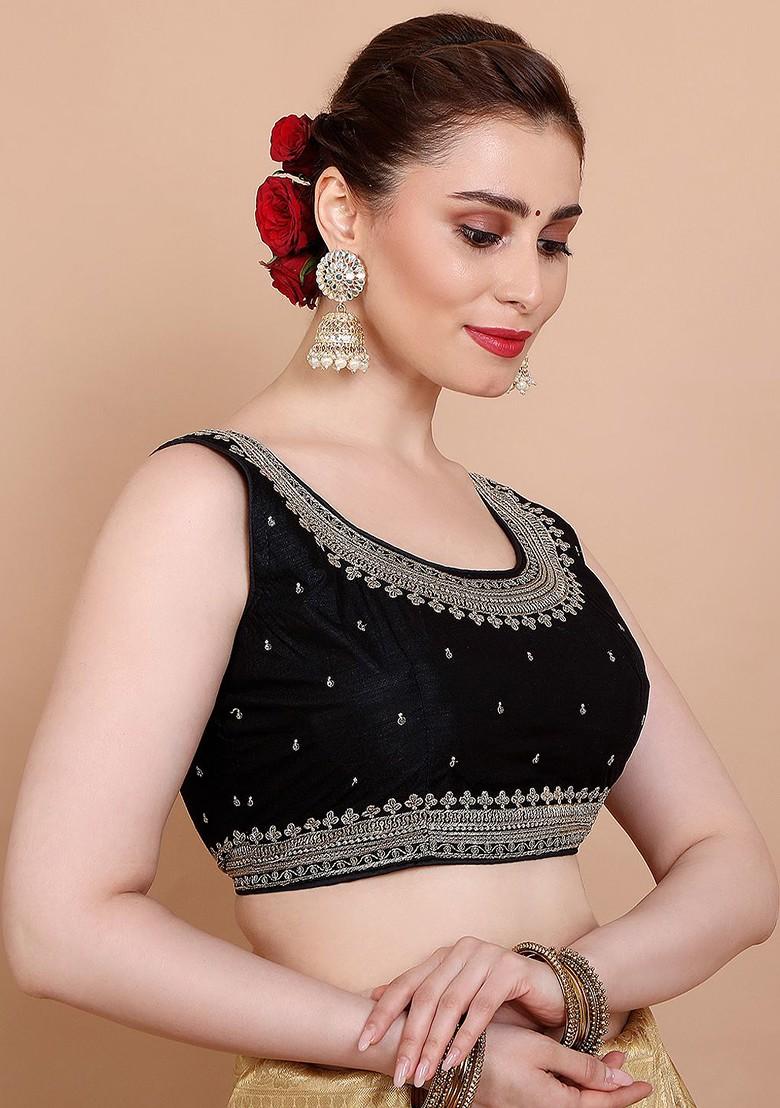 Round Neck Embroidered Saree Blouse
