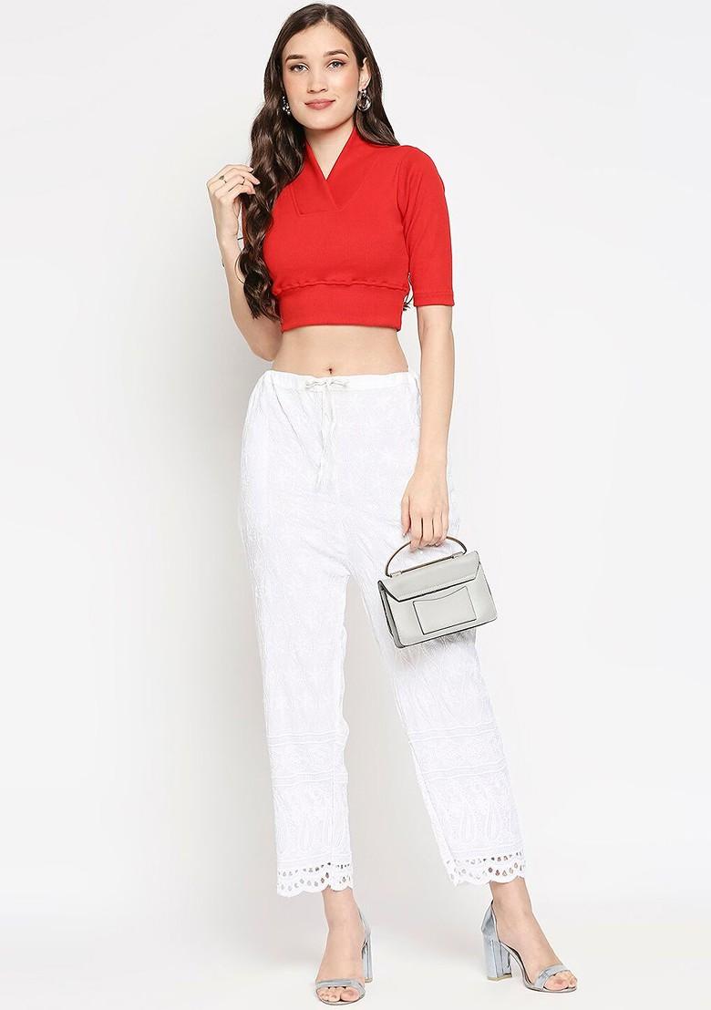 Red Solid Stretchable Readymade Saree Blouse