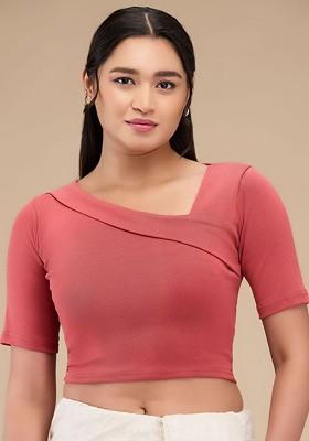 Asymmetric Neck Non Padded Readymade Saree Blouse