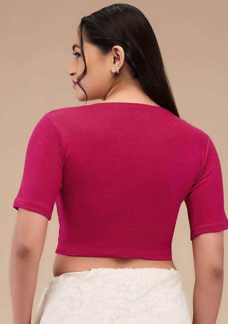 Asymmetric Neck Non Padded Readymade Saree Blouse