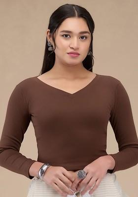 V Neck Readymade Non Padded Saree Blouse