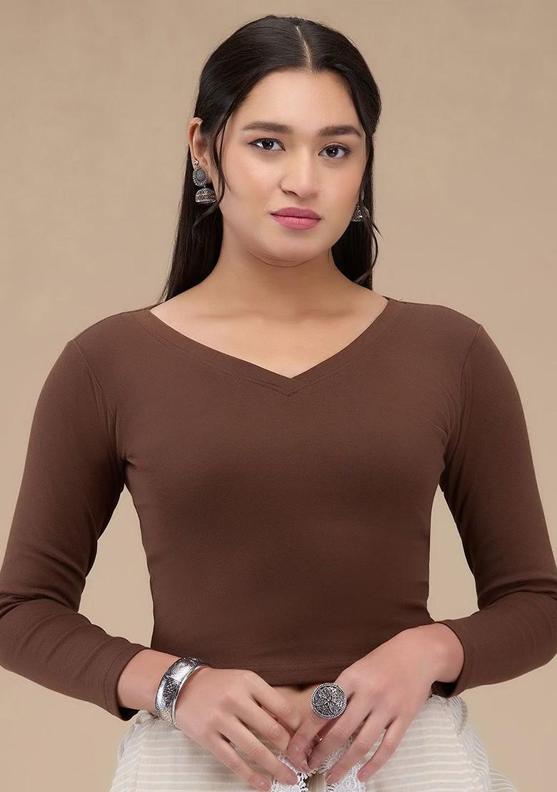 V Neck Readymade Non Padded Saree Blouse