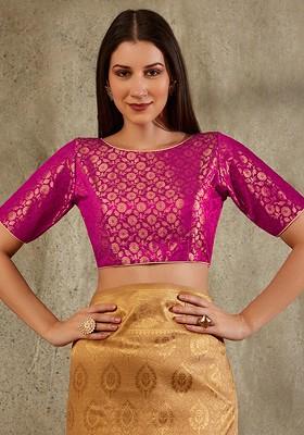 Floral Woven Design Brocade Saree Blouse