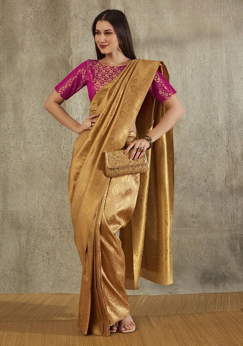 Floral Woven Design Brocade Saree Blouse