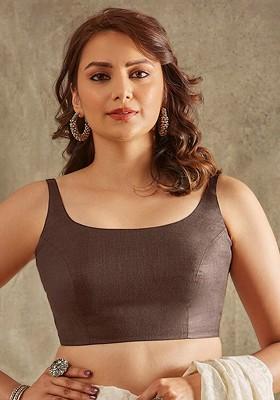 Round Neck Sleeveless Cotton Saree Blouse