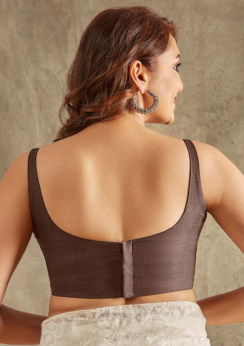 Round Neck Sleeveless Cotton Saree Blouse