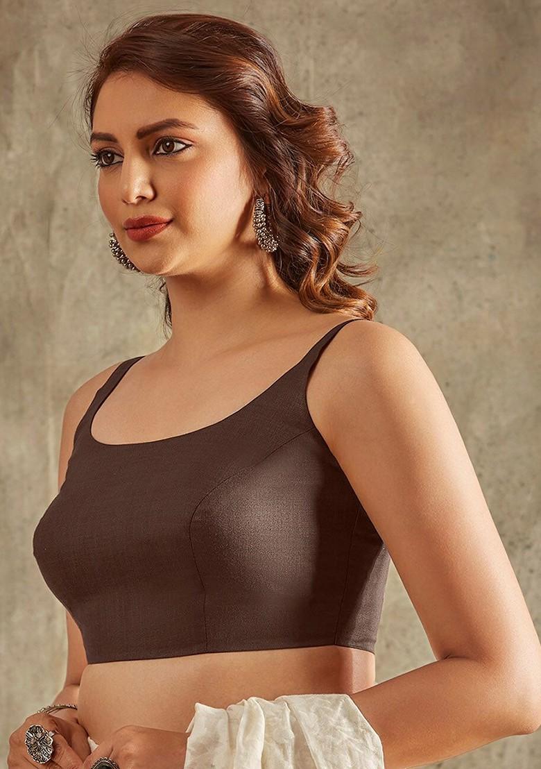 Round Neck Sleeveless Cotton Saree Blouse