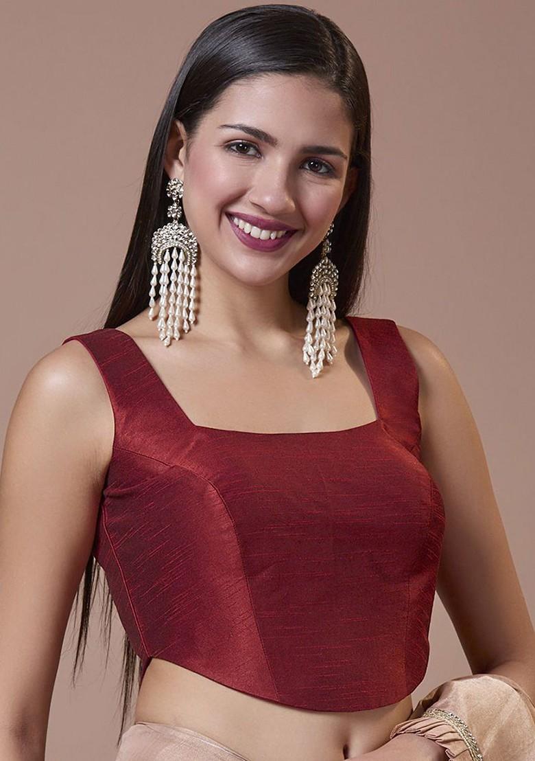 Women Silk Padded Sleeveless Saree Blouse