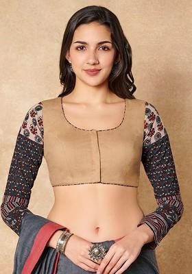 Ajrakh Hand Block Printed Pure Cotton Sleeves Readymade Blouse