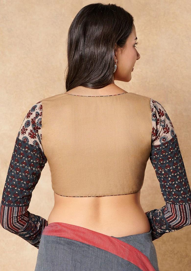 Ajrakh Hand Block Printed Pure Cotton Sleeves Readymade Blouse