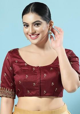 Embroidered Silk Saree Blouse