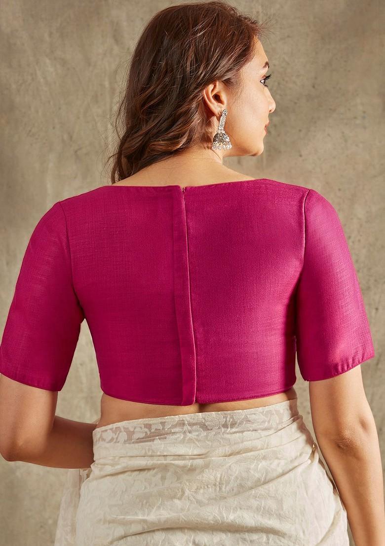 Sweetheart Neck Linen Saree Blouse