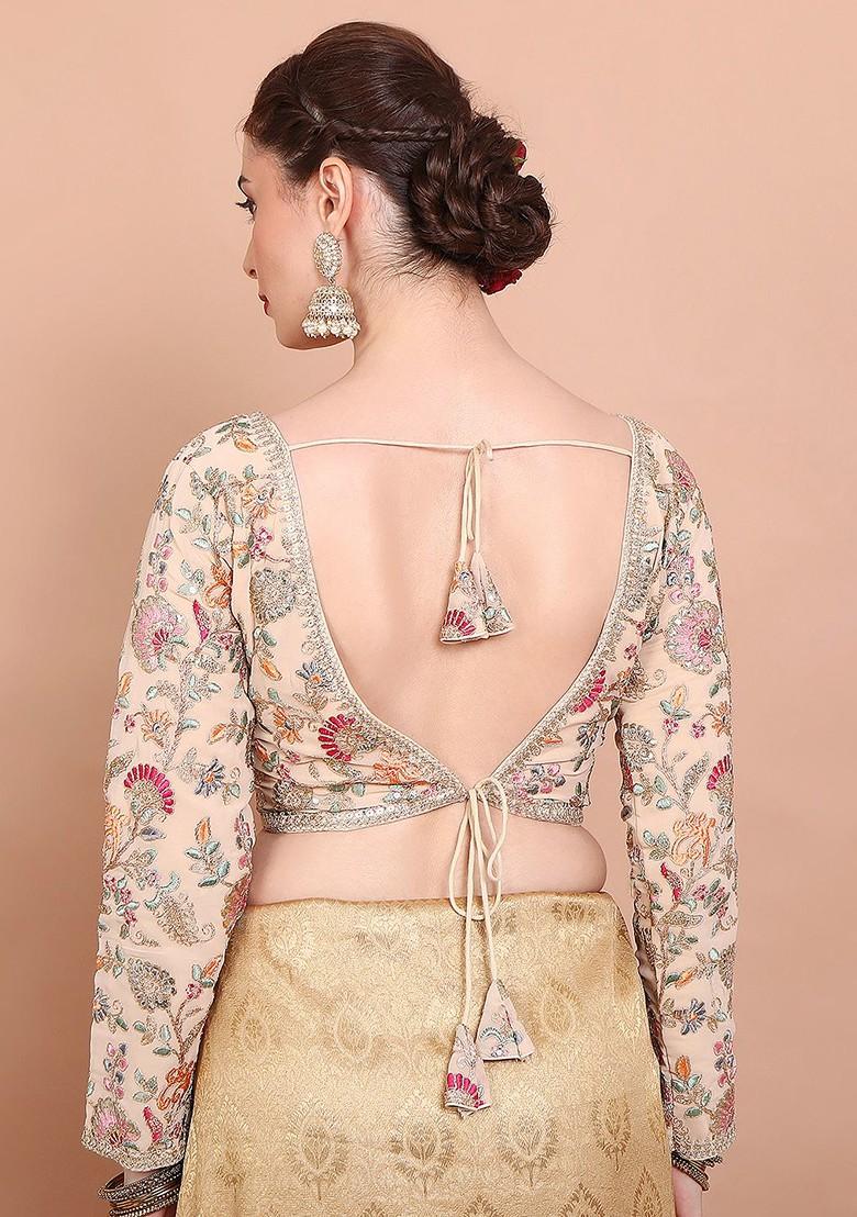 Embroidered V Neck Saree Blouse