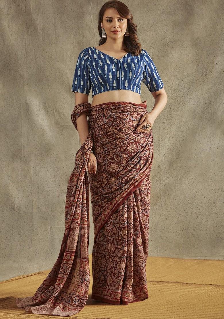 Indigo Printed Readymade Saree Blouse