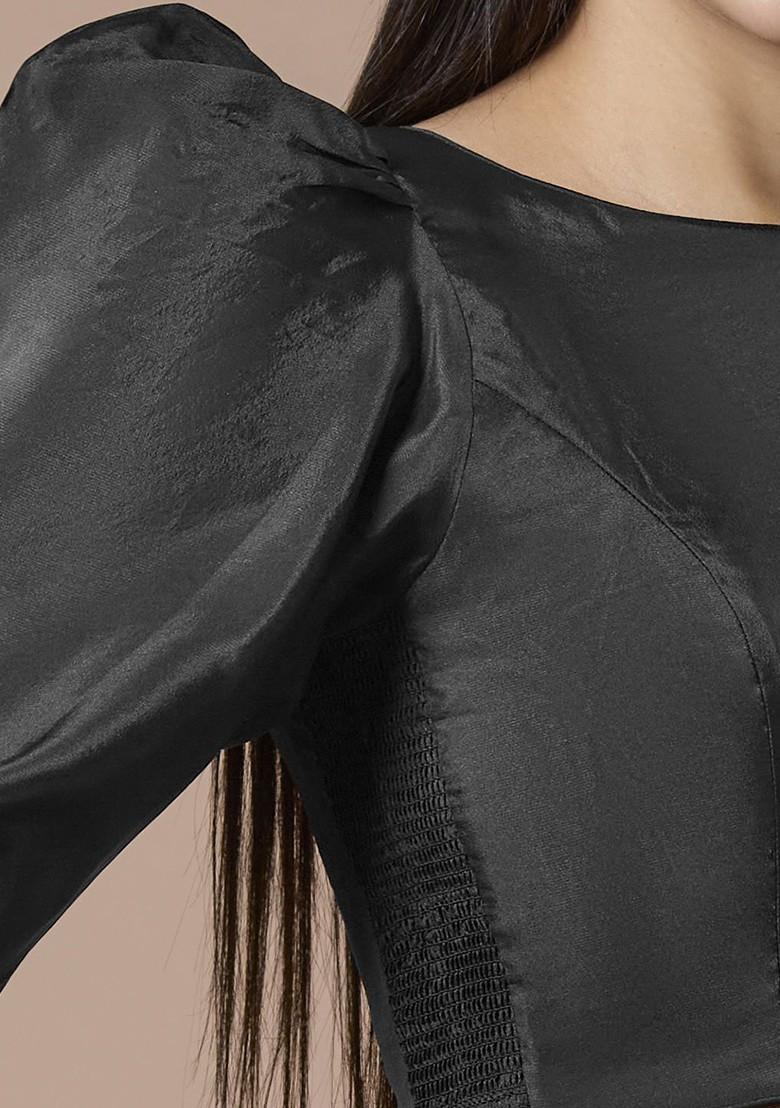 Boat Neck Long Sleeves Padded Saree Blouse