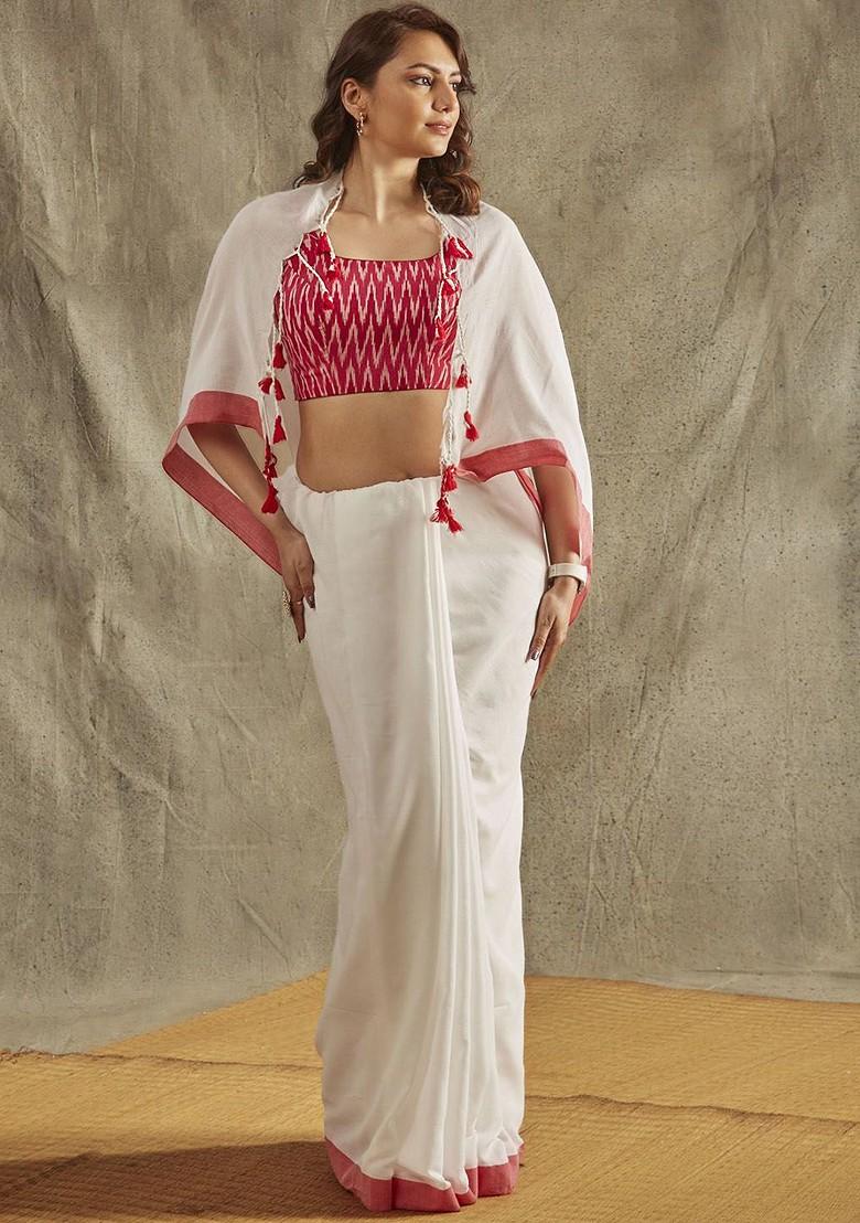 Ikat Print Square Neck Sleeveless Readymade Saree Blouse