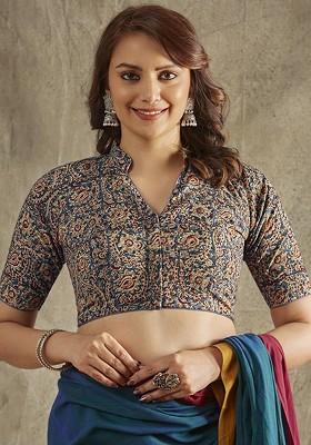 Pure Cotton Kalamkari Block Printed Readymade Saree Blouse