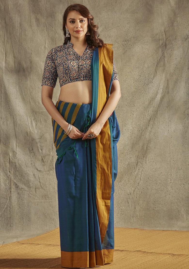 Pure Cotton Kalamkari Block Printed Readymade Saree Blouse