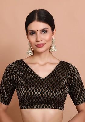 Woven Design V Neck Saree Blouse