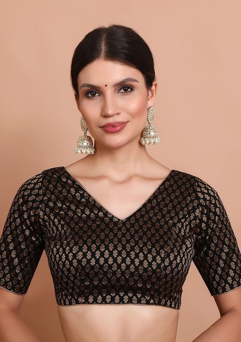 Woven Design V Neck Saree Blouse