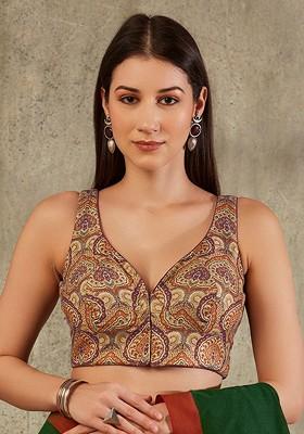 Floral Printed Cotton Saree Blouse