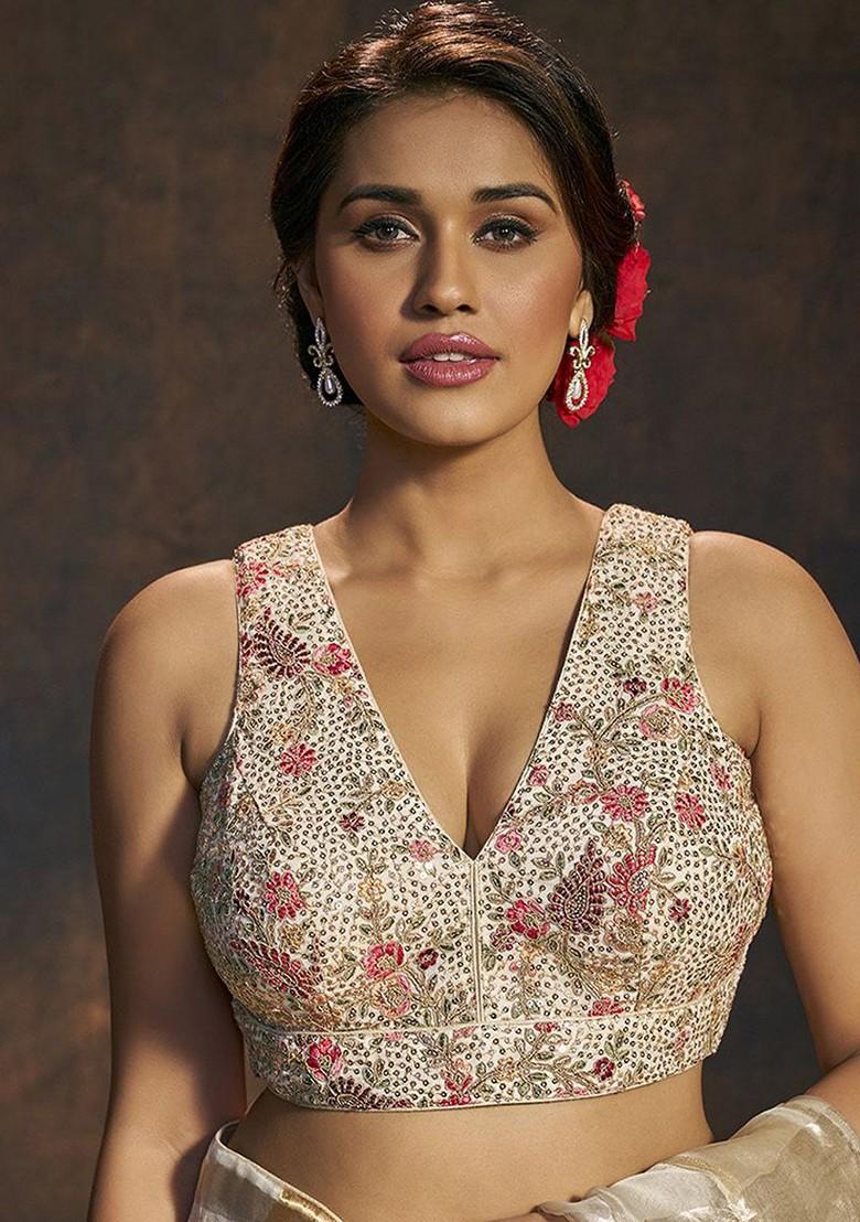 V Neck Embellished Readymade Saree Blouse