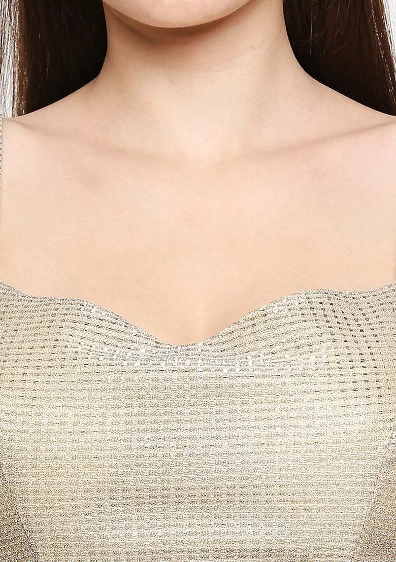 Gold Coloured Tissue Shimmer Readymade Saree Blouse