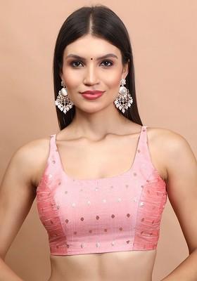 Women Woven Design Sleeveless Saree Blouse